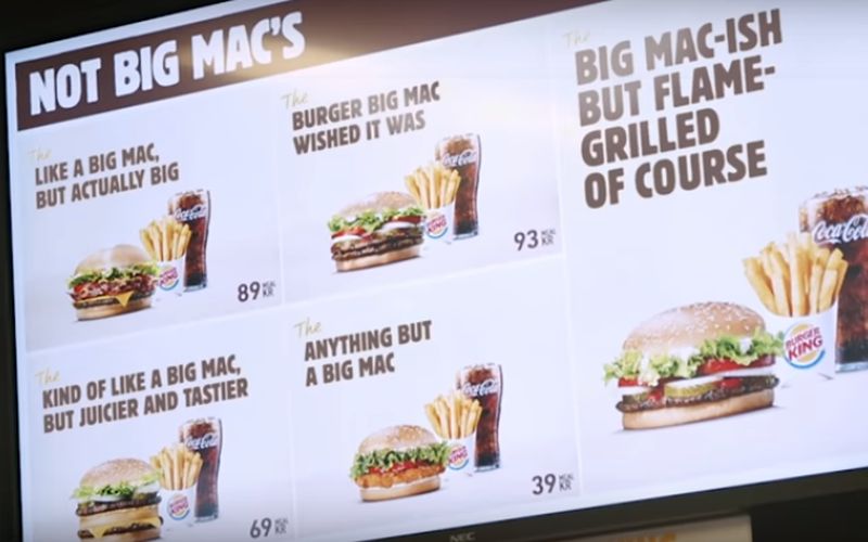 Burger King's Big Mac Reclame - dikke vinger richting McDonalds