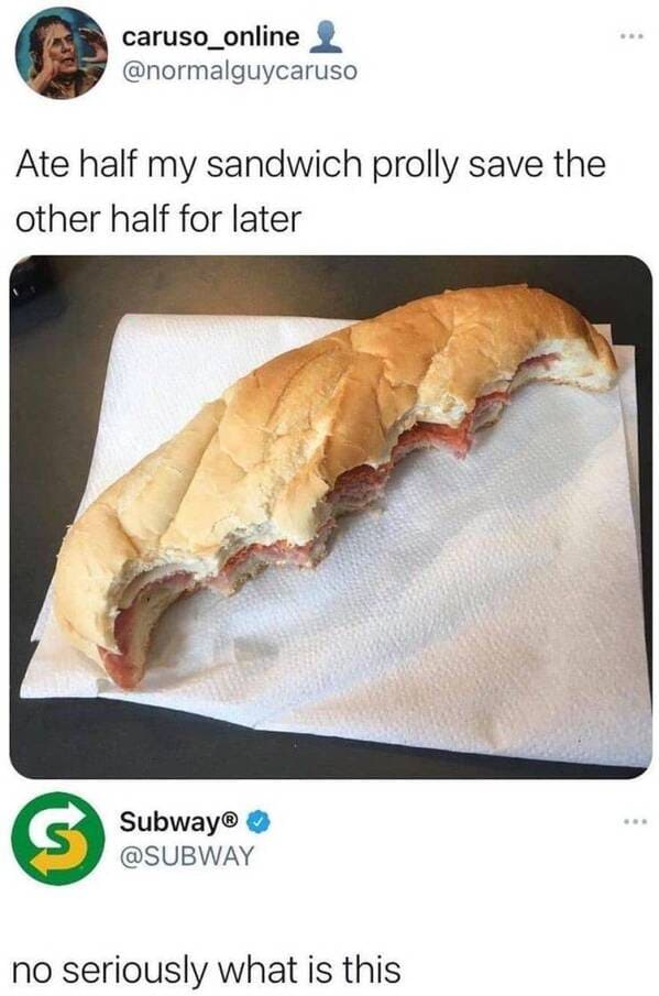 sandwich voor de helft opgegeten