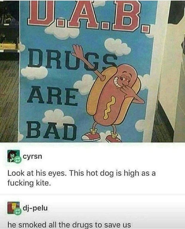 hot dog aan de drugs