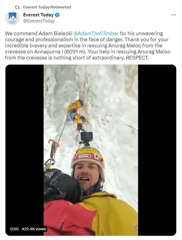 Poolse bergbeklimmer redt Indiase bergbeklimmer